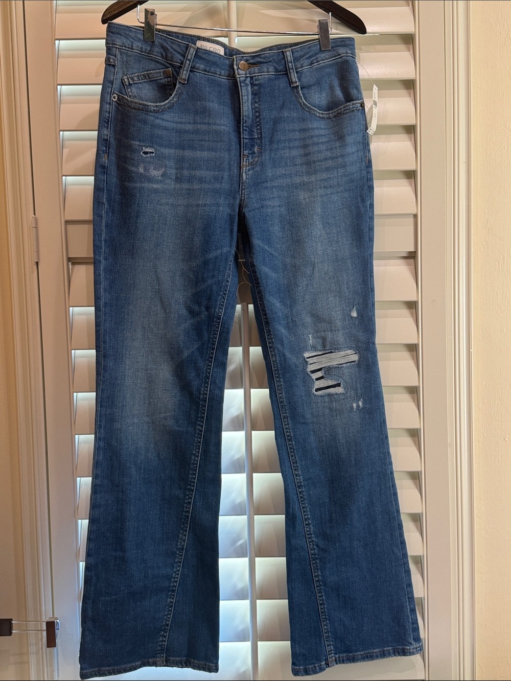 Johnny Was Distressed Blue Flare Jeans